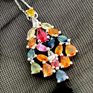 Genuine Sapphires 14KGP Necklace
